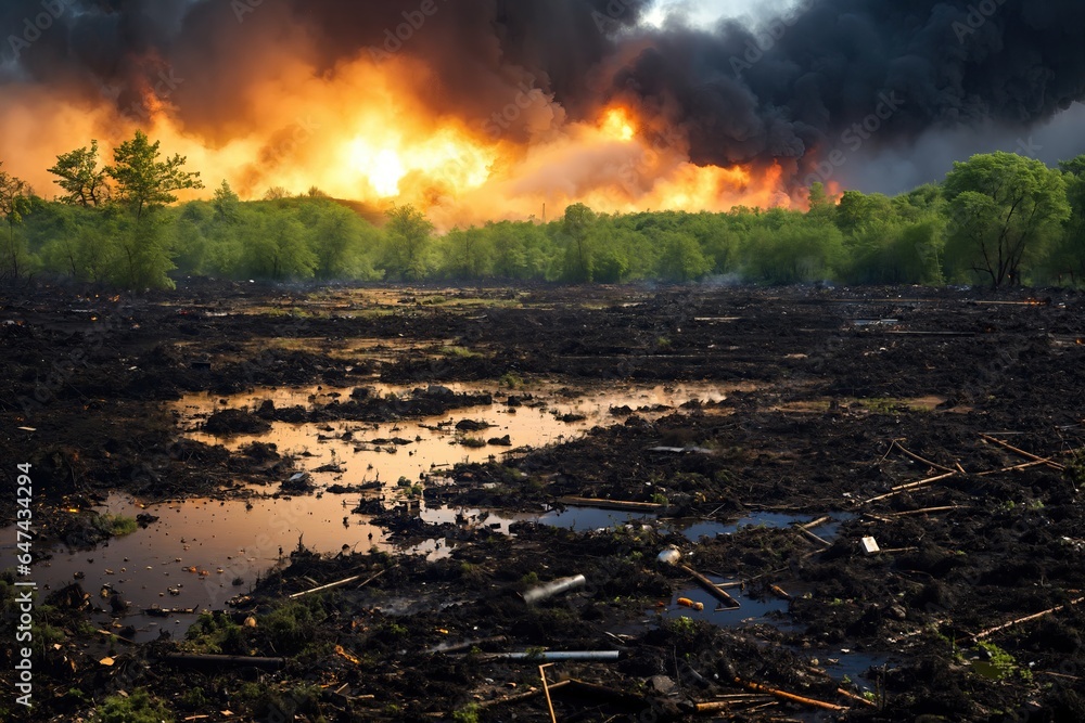 Fototapeta premium An ecological disaster, wallpaper.