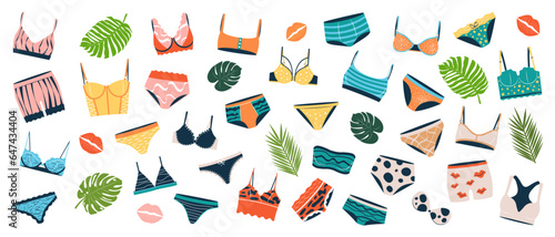 Tableau sur toile Bundle of female lingerie sets isolated on white background