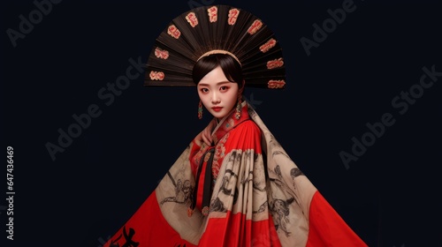 A beautiful Chinese woman wearing a national costume coat