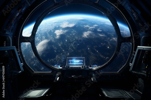 view of our planet from within a space station. Generative AI