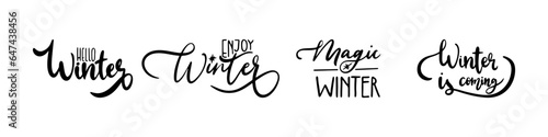 Hand lettering set to christmas holiday design, winter time handwritten quotes, typography banner. Handwritten calligraphy Christmas wishes for holiday greeting card, banner, poster. 