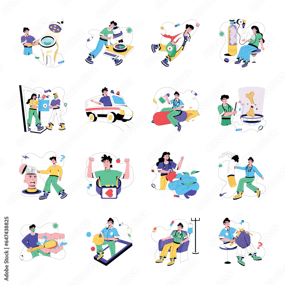 Modern Set of Medical Flat Illustrations Modern Set of Medical Flat Illustrations