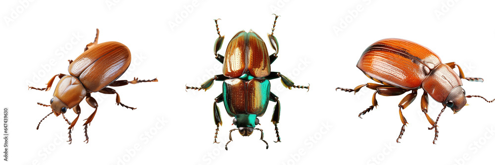Png Set Isolated aerial view of a beetle on a transparent background - obrazy, fototapety, plakaty 