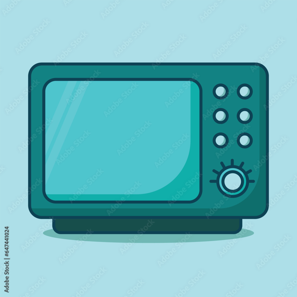 Isolated Vector Illustration of a Microwave Oven on a Cyan Background Isolated Vector Illustration of a Microwave Oven on a Cyan Background