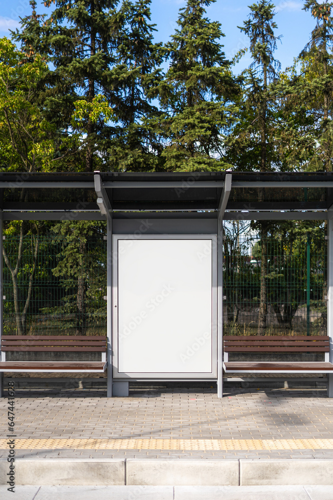 White template canvas on billboard for advertising at public transport stop