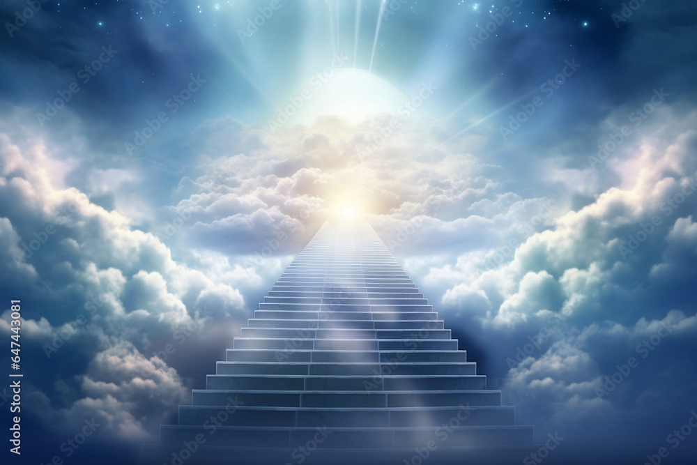 In the sky, stairway to heaven in the light