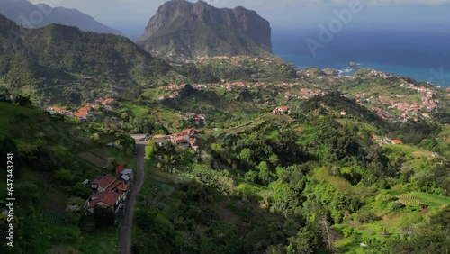 Beautiful aerial footage of 600 metres Penha d'Águia rocks one of Madeira's most outstanding geological symbols