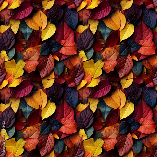 seamless pattern of colorful fallen maple leaves. autumn background.