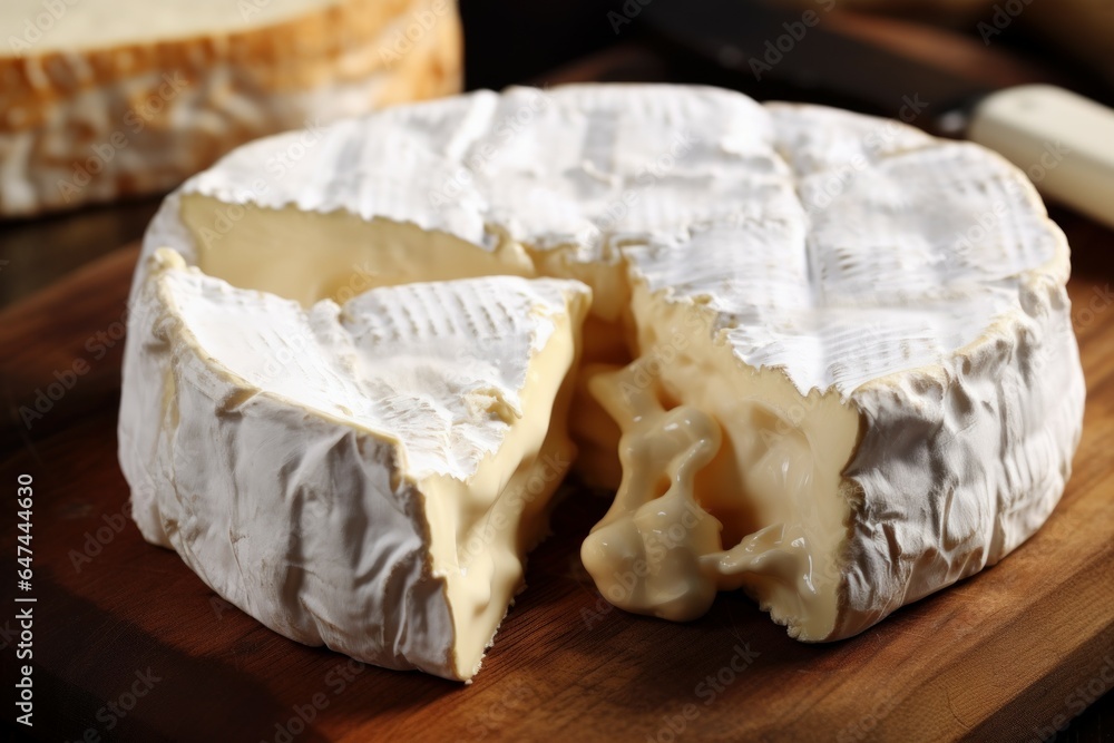 Rich Brie cheese. Piece fresh food. Generate Ai Rich Brie cheese. Piece fresh food. Generate Ai