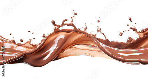 A splash of chocolate on a white background.