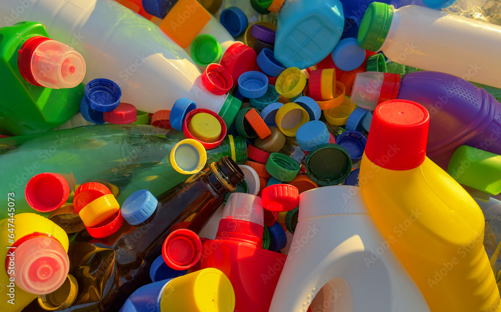 Recycling Plastic Bottle Caps. Plastic Material is Recyclable. Remove