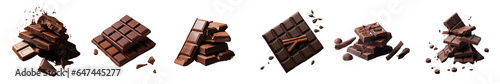 Png Set Cocoa dark chocolate isolated on a transparent background