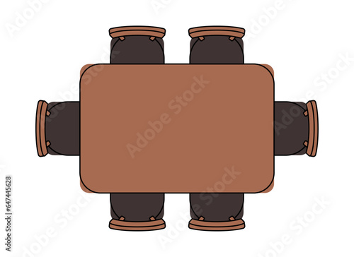Table and chairs Top view vector illustration design