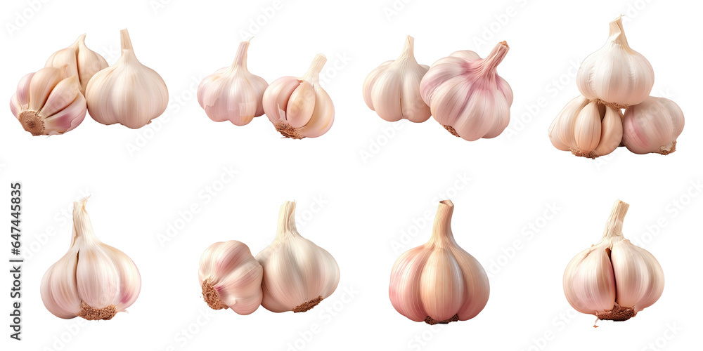 Png Set Garlic against transparent background Png Set Garlic against transparent background