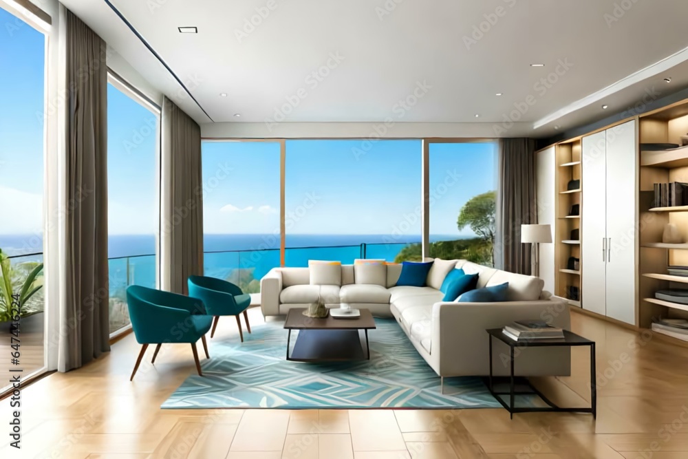 Fototapeta premium living room mediterranean style interior design