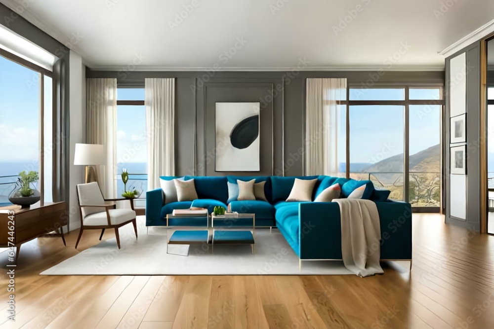 Fototapeta premium living room mediterranean style interior design