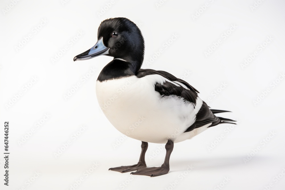 Close-up studio portrait of a bird Bufflehead Bucephala albeola. Blank for design Close-up studio portrait of a bird Bufflehead Bucephala albeola. Blank for design