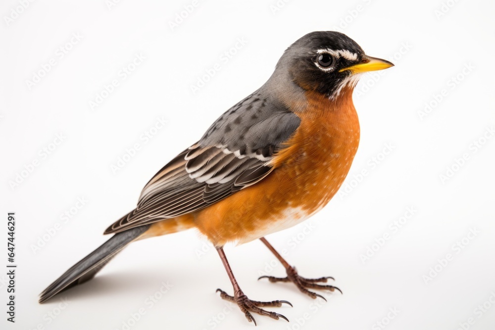 Close-up studio portrait of American Robin Turdus migratorius. Blank for design Close-up studio portrait of American Robin Turdus migratorius. Blank for design