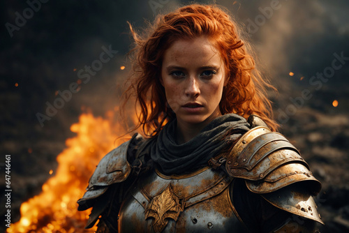 Fantasy Warrior, Fiery Battle Maiden of Beauty and Valor photo