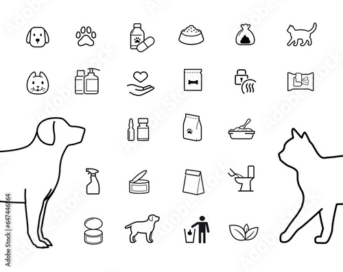 A set of icons for animals. The outline icons are well scalable and editable. Contrasting elements are good for different backgrounds. EPS10.	