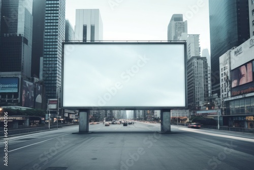 Commercial Modern city building billboard wall. Empty screen. Generate Ai