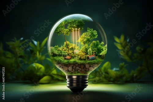 Eco green bulb. Economy power. Generate Ai