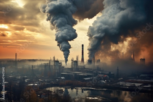 Smoke from industries releasing carbon dioxide into the atmosphere.