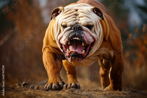 Bulldog dog. Happy cute portrait. Generate Ai