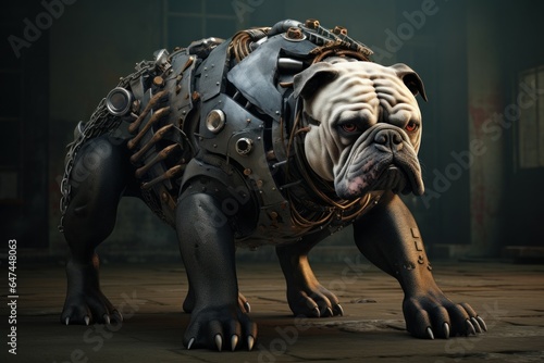 Robo bulldog dog. Robo portrait. Generate Ai