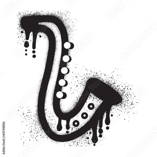 Saxophone graffiti with black spray paint