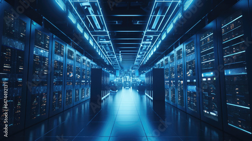 The image shows a massive data server room occupied by bounty brokers, meticulously analyzing information and compiling databases on potential bounties. This symbolizes the intermediarys