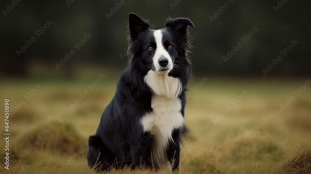 playful border collie in the woods, lawn, grass field
