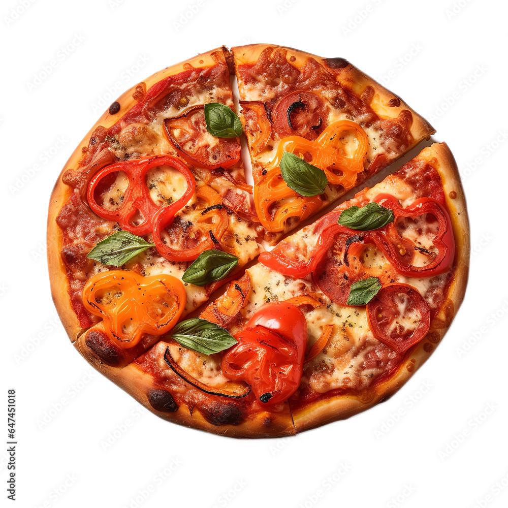 An isolated, Barbecue Pizza Bell Pepper, isolated on a white background An isolated, Barbecue Pizza Bell Pepper, isolated on a white background