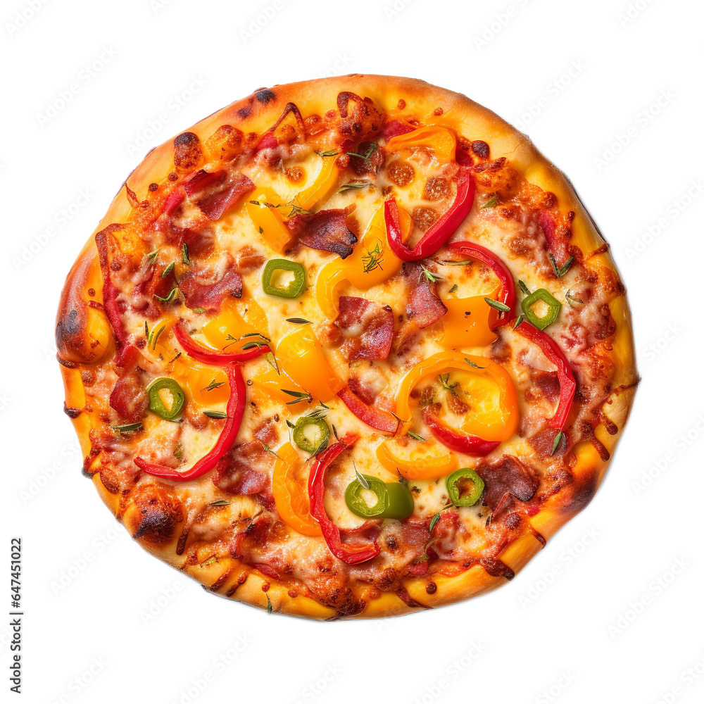 An isolated, Barbecue Pizza Bell Pepper, isolated on a white background An isolated, Barbecue Pizza Bell Pepper, isolated on a white background