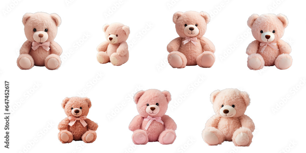 Fototapeta premium Png Set Teddy bear alone on transparent background