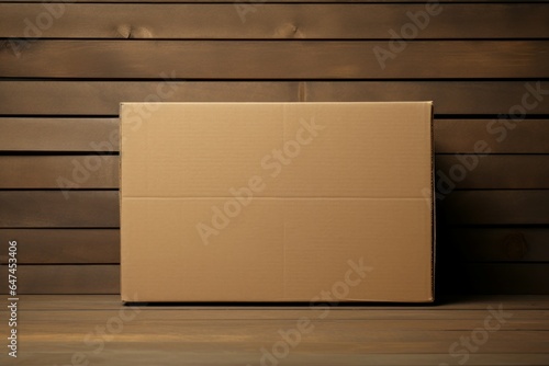 Rustic Cardboard box background. Closed container. Generate Ai © juliars