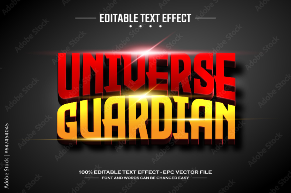 Universe guardian 3D editable text effect template
