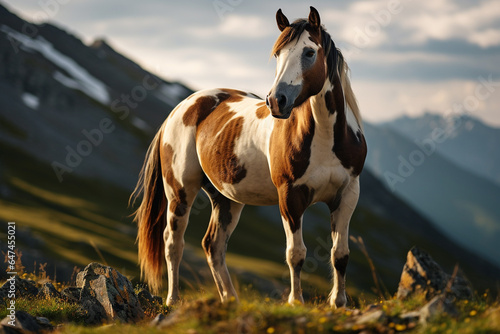 Cavalo malhado na montanha lendária - Papel de parede 