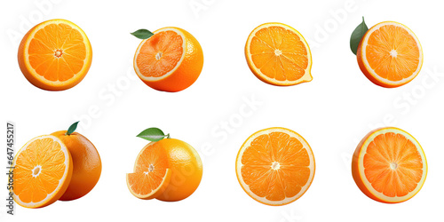 Png Set Half of an orange a fruit alone on a transparent background