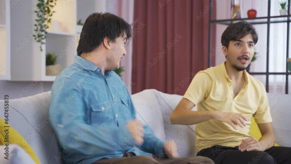 Fanatic friends watching football match together. Fanatic friends watching football match together.