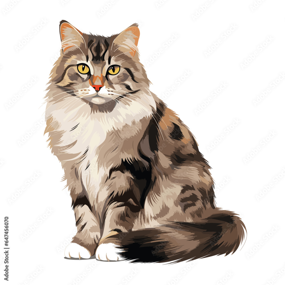 Hand drawn solid color cat illustration Hand drawn solid color cat illustration