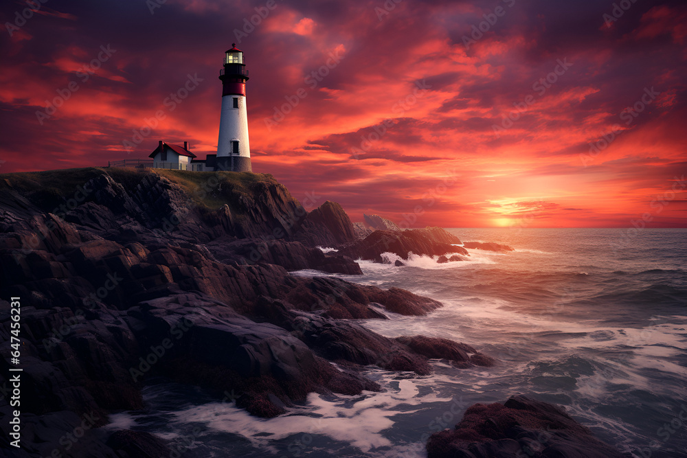 lighthouse at sunset