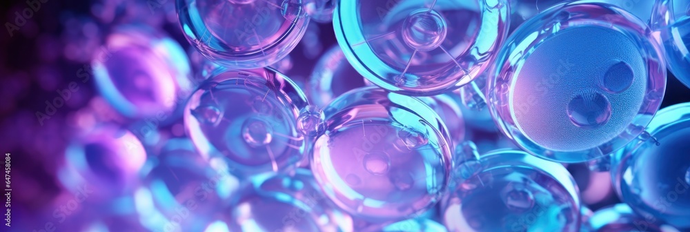 illustration of chrome tinted circular human cells under microscope, generative AI illustration of chrome tinted circular human cells under microscope, generative AI