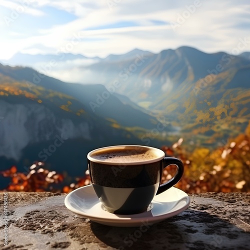 portrait of a cup of hot coffee with an aesthetic background