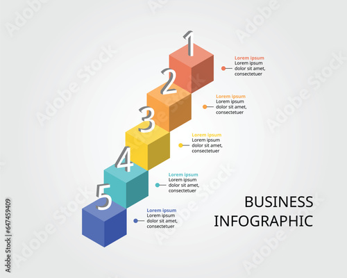 timeline step square chart template for infographic for presentation for 5 element