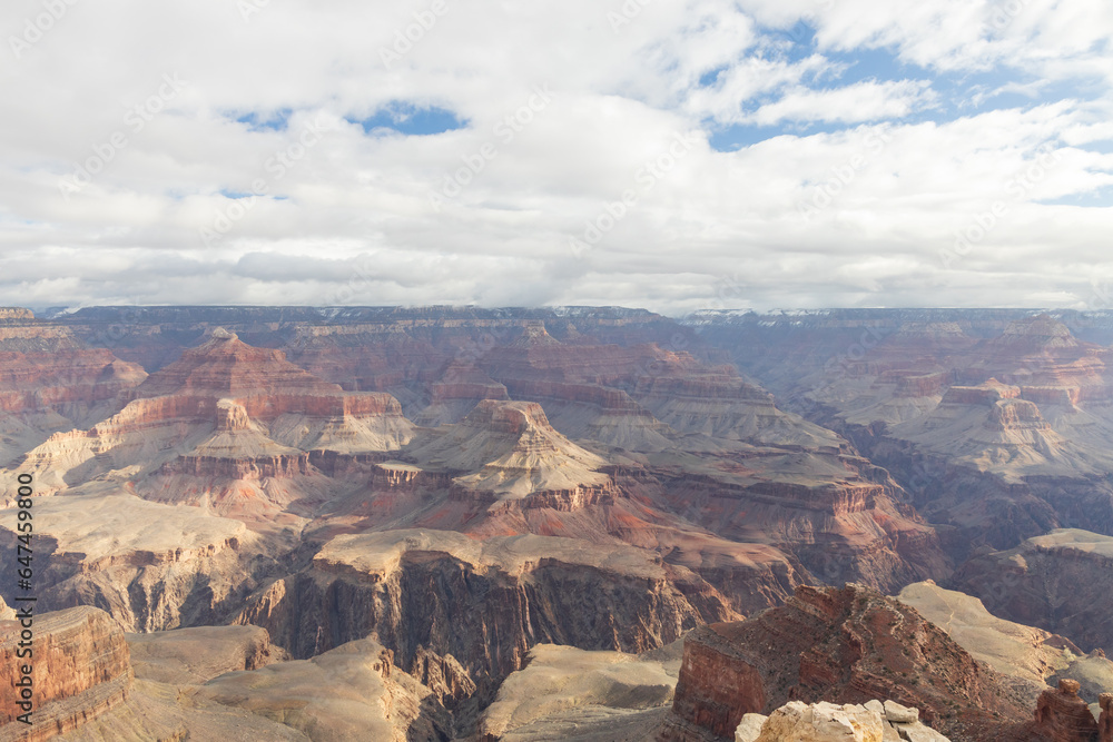 View from the South Rim at Grand Canyon National Park in winter, Arizona, USA