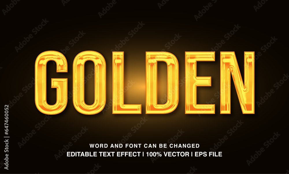Golden editable text effect template, metal texture effect bold gold glossy style, premium vector	