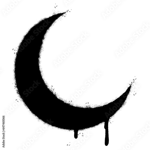 Spray Painted Graffiti crescent moon Sprayed isolated with a white background.