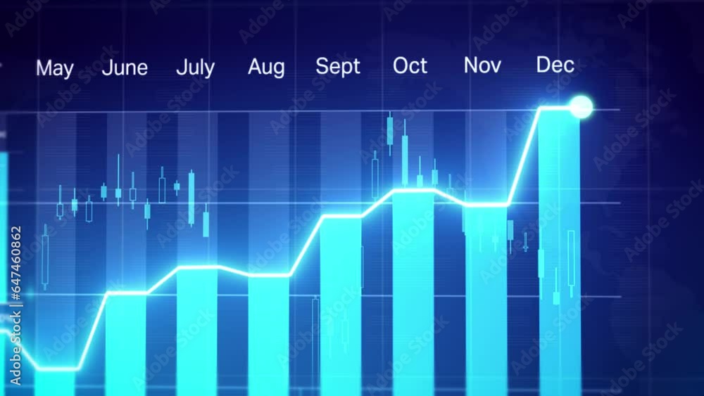 Graph chart financial loop on blue background 4K resolution Stock Video ...