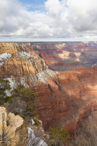 View from the South Rim at Grand Canyon National Park in winter, Arizona, USA